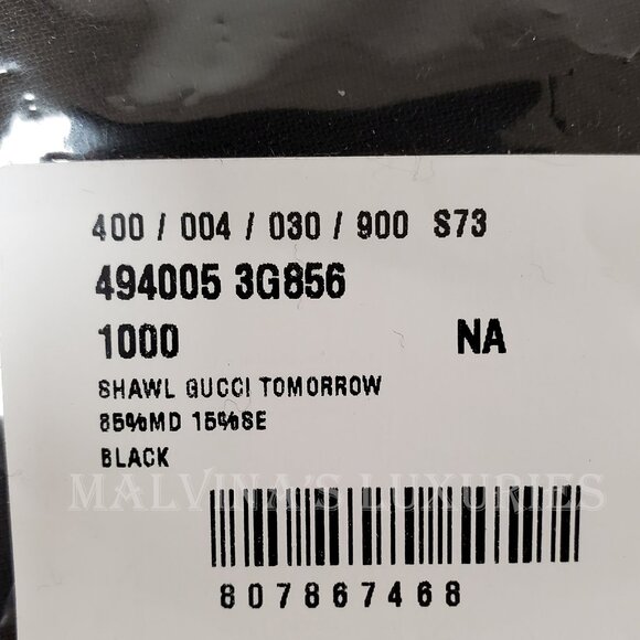 GUCCI SCARF COCO CAPITAN TOMORROW GG LOGO BLACK MODAL SILK SHAWL SQUARE 55" - Picture 15 of 15